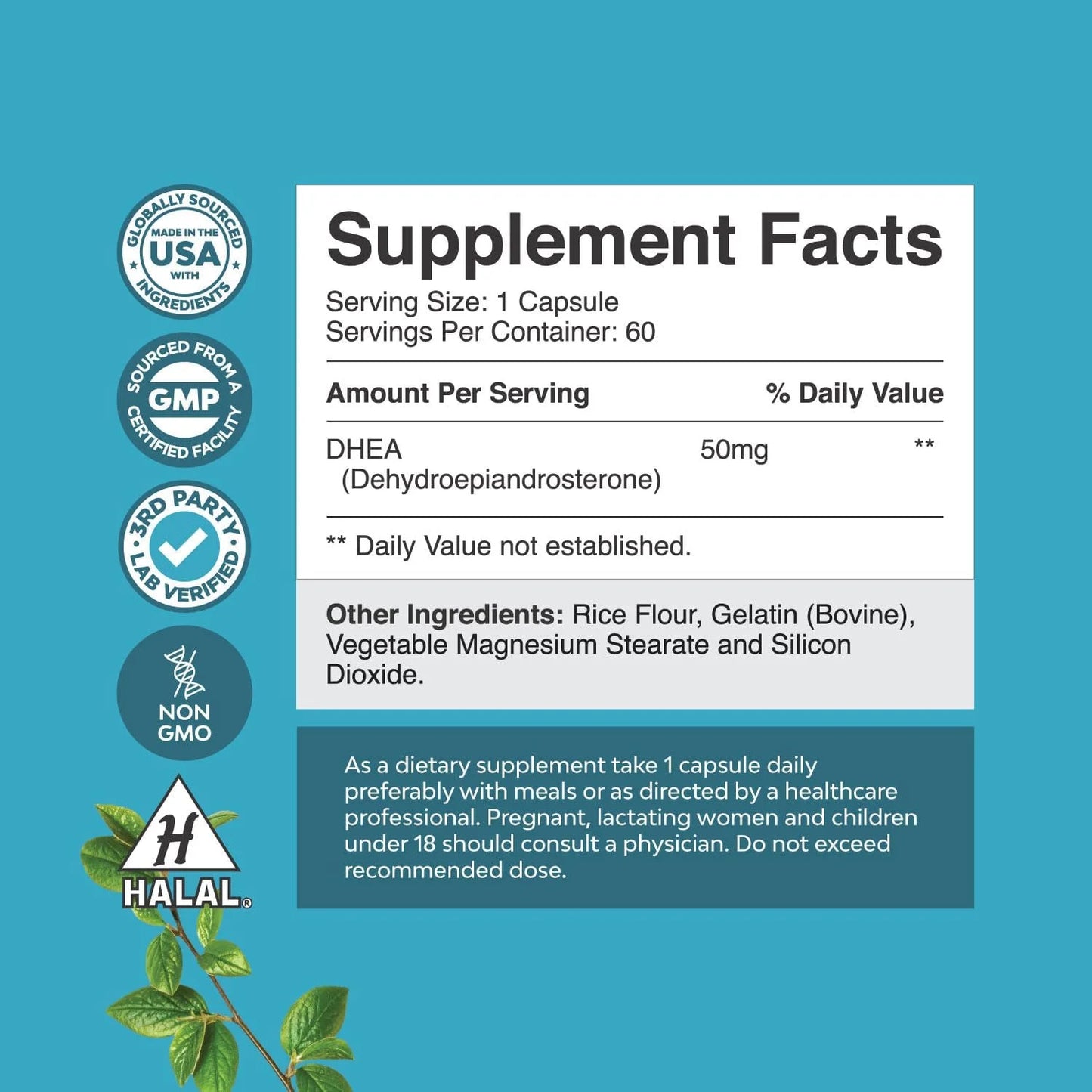 Nature’S Craft 50Mg Mood Support & Hormone Balance DHEA Supplement for Women & Men, 60 Capsules