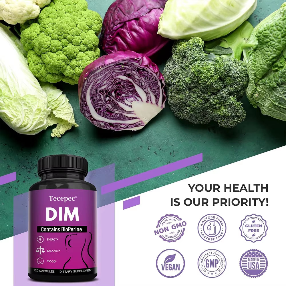 DIM Supplements - for Metabolism, Skin, Energy, Mood, Healthy Weight Management and Menopause Support