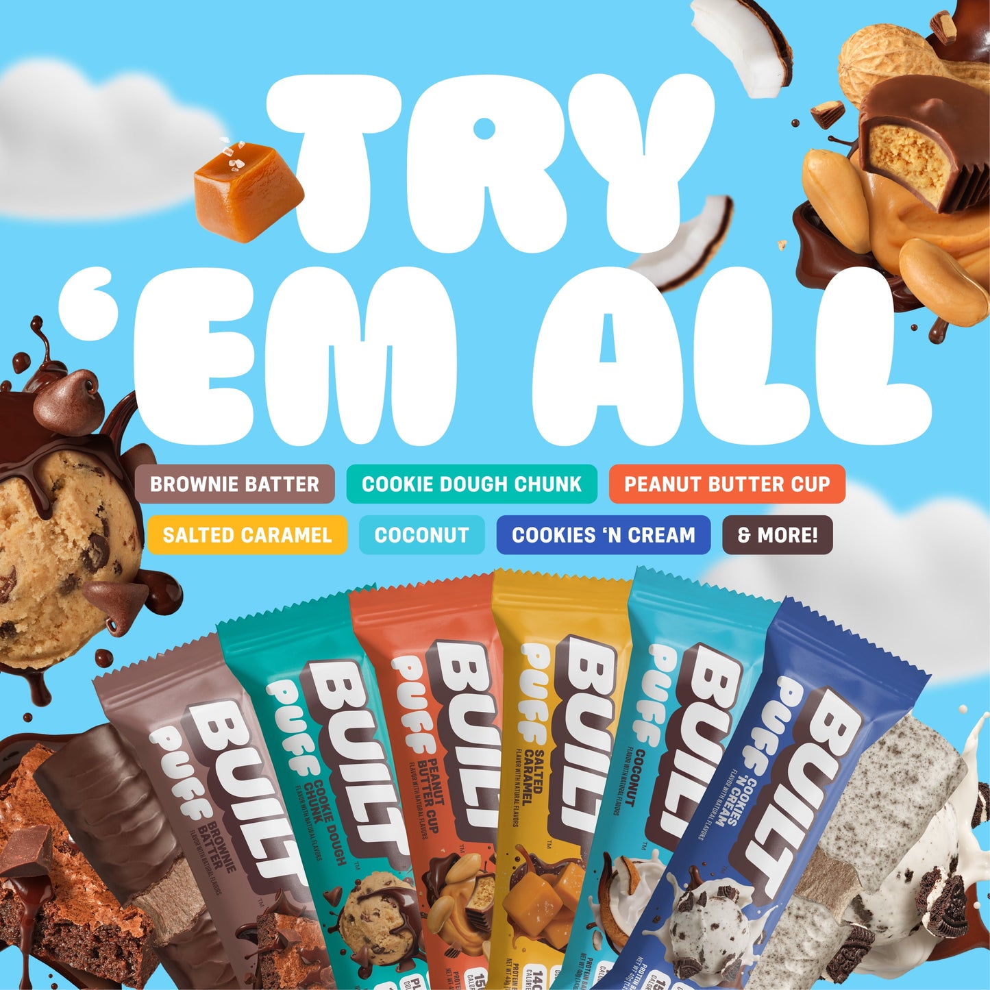 , Puff Protein Snack Bars, Churro, 17G Protein, Collagen, Gluten Free, 12Ct Box