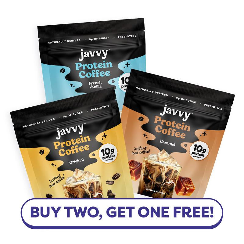 Javvy Coffee Instant Iced Protein Coffee - Premium Whey Protein & 100% Arabica Coffee - Zero Artificial Flavors & Sweeteners - Healthy Breakfast Drink Beans Beverage Natural