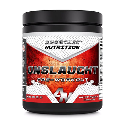 Onslaught Pre-Workout Grape 345 Grams Powder Fruit Punch Flavor Supplement | 30 Servings | Pre Workout Supplement | Made in USA