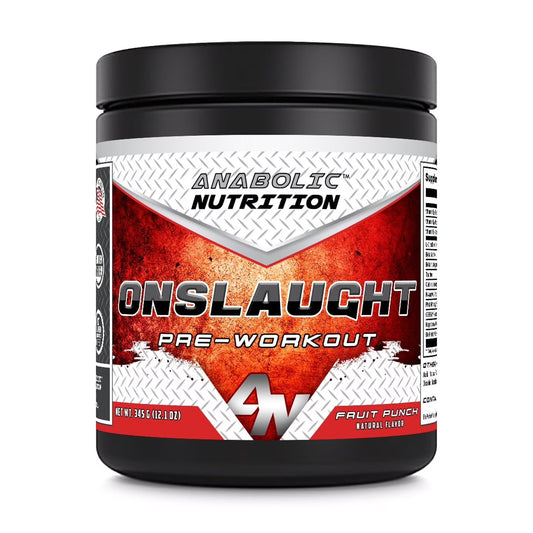 Onslaught Pre-Workout Grape 345 Grams Powder Fruit Punch Flavor Supplement | 30 Servings | Pre Workout Supplement | Made in USA