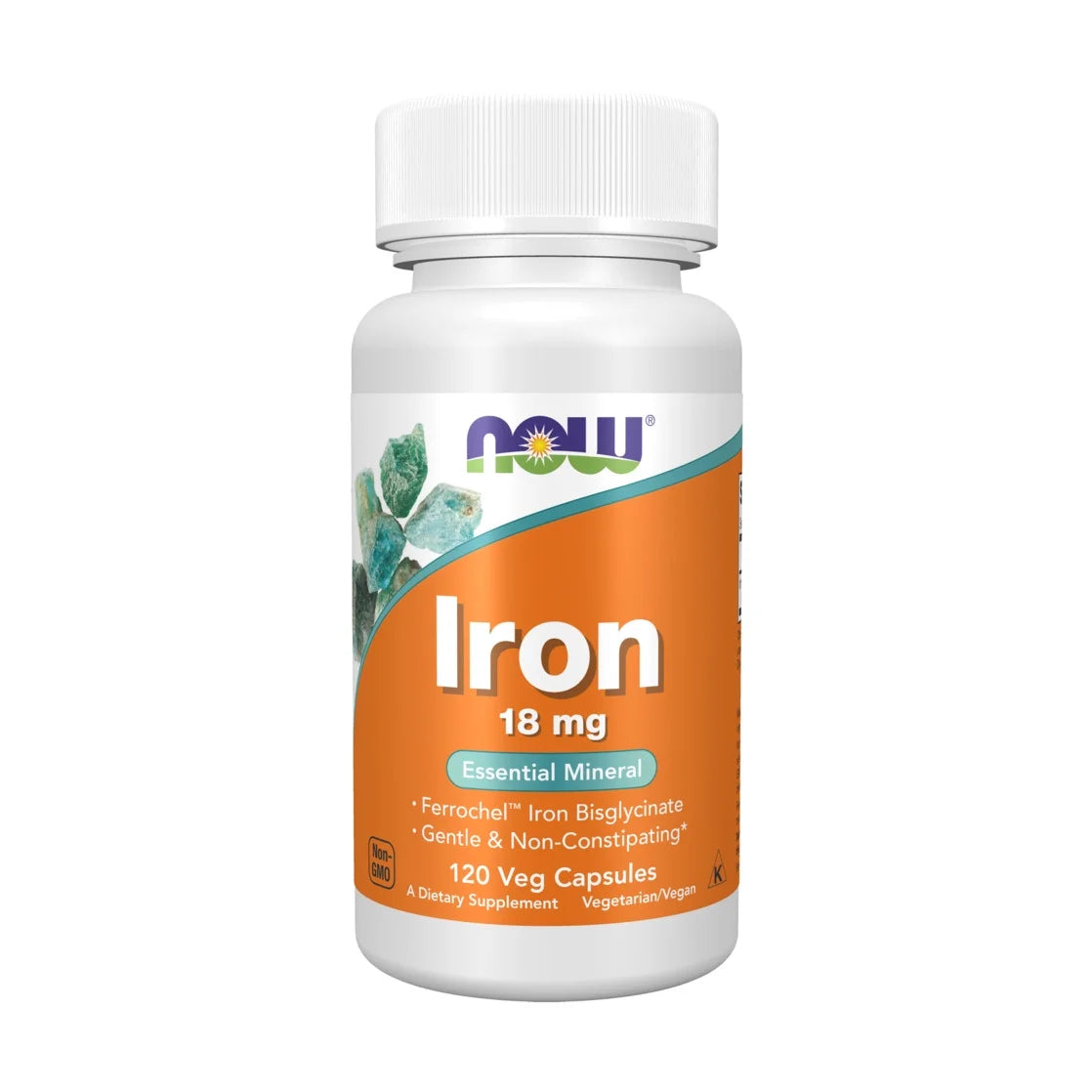 Supplements, Iron 18 Mg, Non-Constipating*, Essential Mineral, 120 Veg Capsules