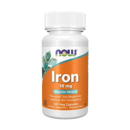 Supplements, Iron 18 Mg, Non-Constipating*, Essential Mineral, 120 Veg Capsules