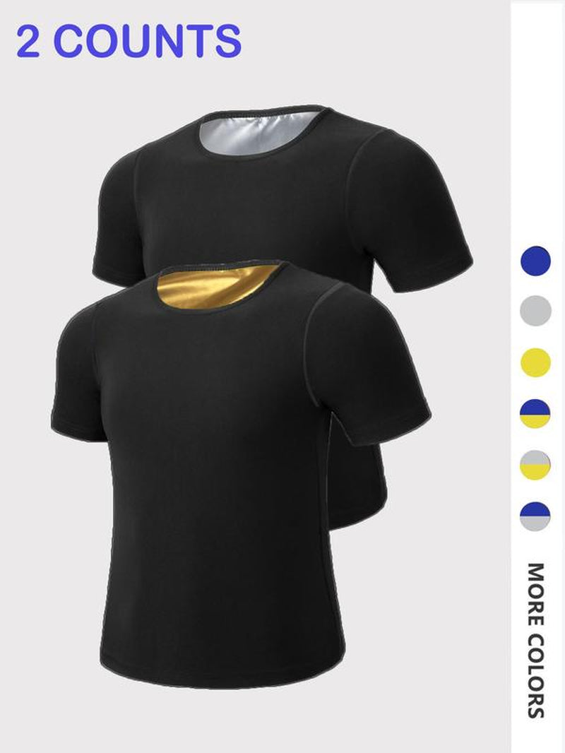 Men'S Sweat Sauna T-Shirts, Athletic Short Sleeve Tee, Weight Lose Workout Slimming Body Shaper, Fitness Waist Trainer, Men'S Shapewear, Gym Wear, Gym Workout Tops, Workout Clothes, Gym Outfits