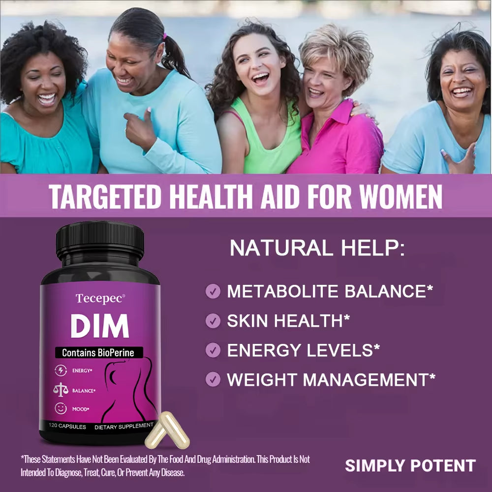 DIM Supplements - for Metabolism, Skin, Energy, Mood, Healthy Weight Management and Menopause Support