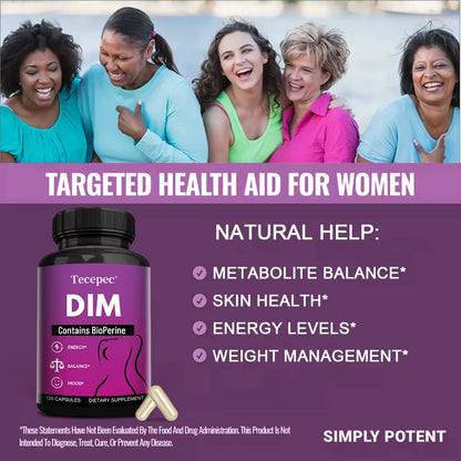 DIM Supplements - for Metabolism, Skin, Energy, Mood, Healthy Weight Management and Menopause Support