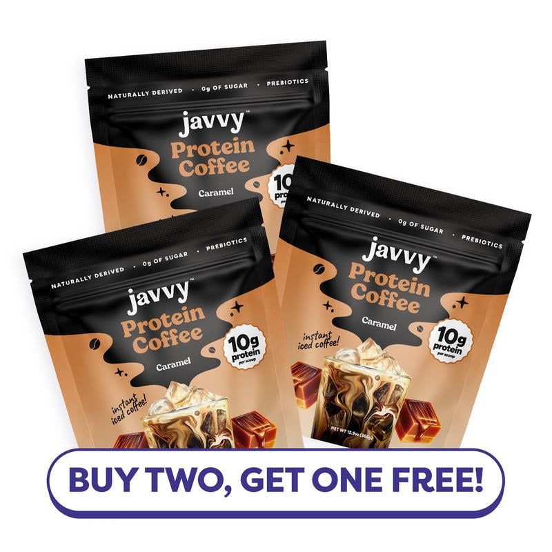 Javvy Coffee Instant Iced Protein Coffee - Premium Whey Protein & 100% Arabica Coffee - Zero Artificial Flavors & Sweeteners - Healthy Breakfast Drink Beans Beverage Natural