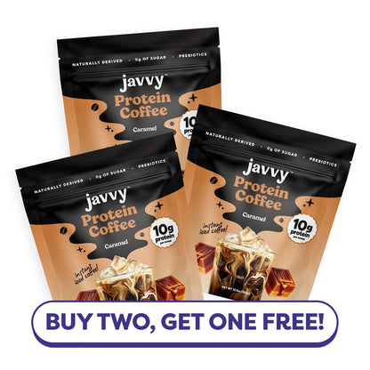 Javvy Coffee Instant Iced Protein Coffee - Premium Whey Protein & 100% Arabica Coffee - Zero Artificial Flavors & Sweeteners - Healthy Breakfast Drink Beans Beverage Natural