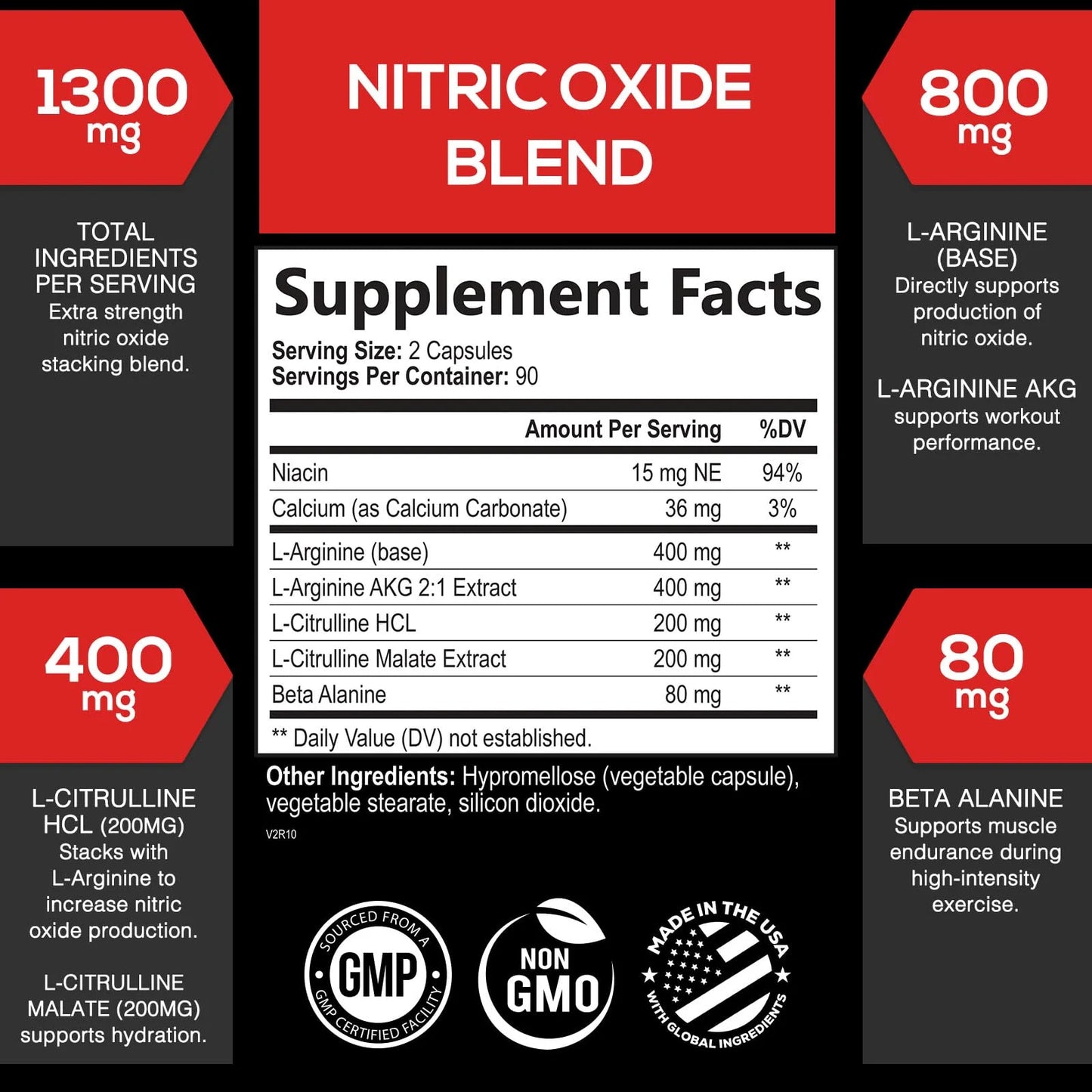 Extra Strength Nitric Oxide Supplement 3X Strength L Arginine, Citrulline Malate, AAKG, Beta Alanine - Premium Muscle Supporting Nitric Booster - Natural Energy & Heart Health Support - 180 Capsules