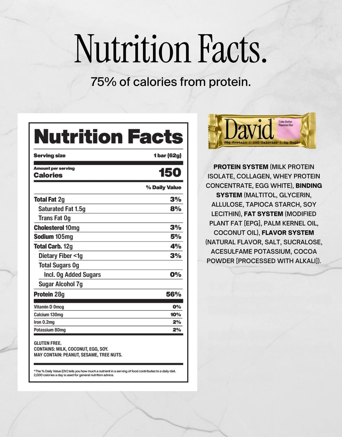 David High Protein Bars, Cake Batter - 28G Protein - 12Ct