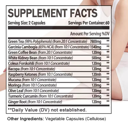 KENOFOR Fat Burner Supplement - Supports Weight Management, Increases Energy, Boosts Metabolism and Detoxification 12000 Mg