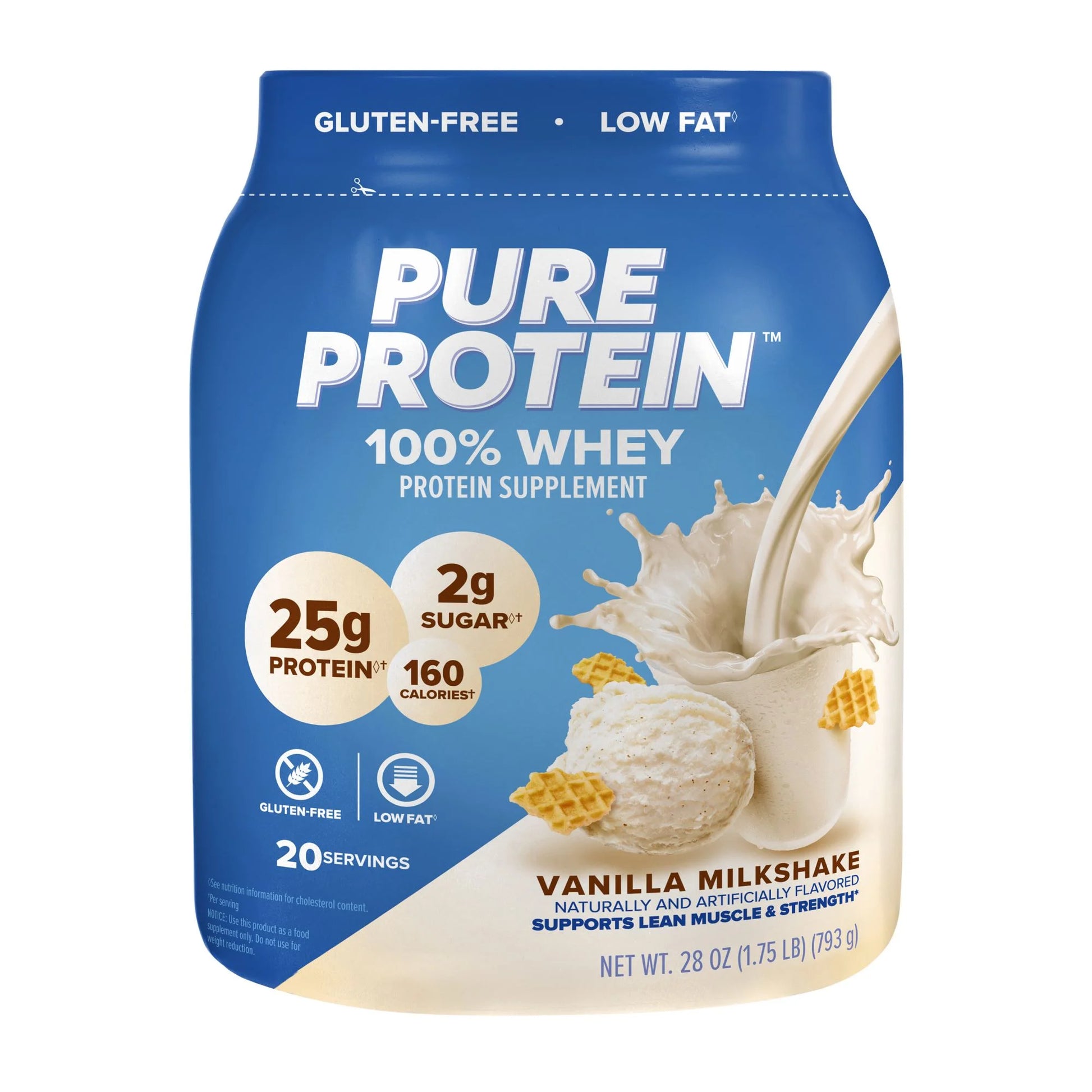 100% Whey Protein Powder, Vanilla Cream, 25G Protein, 1.75 Lbs