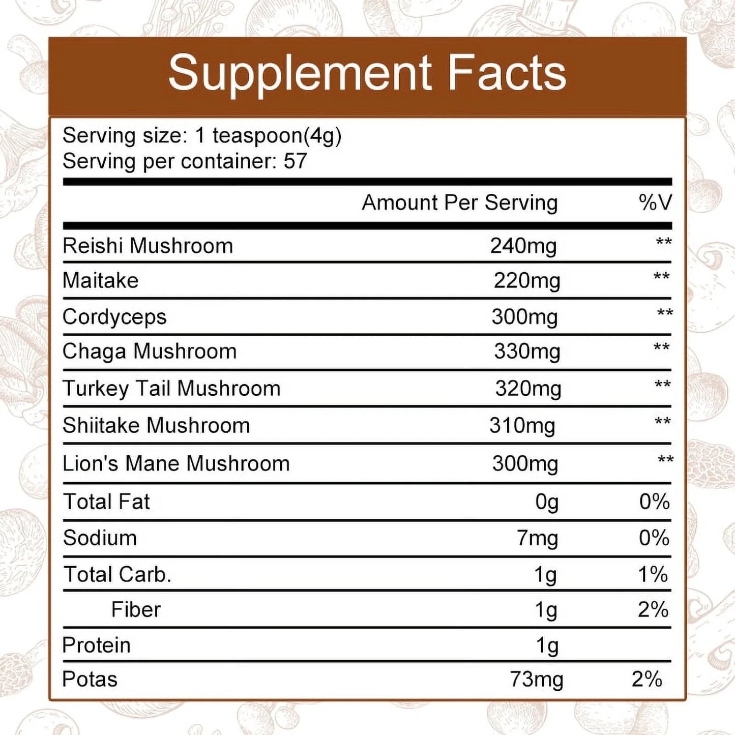 Premium Organic Mushroom Coffee with 7 Superfood Mushrooms - Water Processed Instant Coffee Mix with Lion'S Mane, Reishi, Chaga, Cordyceps, Shiitake, Maitake, and Turkey Tail - 113G (3.98Oz)