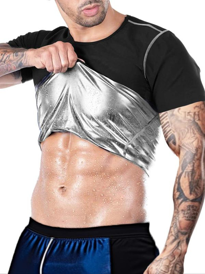 Men'S Sweat Sauna T-Shirts, Athletic Short Sleeve Tee, Weight Lose Workout Slimming Body Shaper, Fitness Waist Trainer, Men'S Shapewear, Gym Wear, Gym Workout Tops, Workout Clothes, Gym Outfits