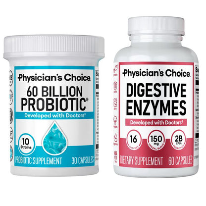 Physician'S Choice Hack Your Tummy Bundle: Bloating, Digestion & Immune Support for Men & Women with Digestive Enzymes & 60 Billion Probiotic