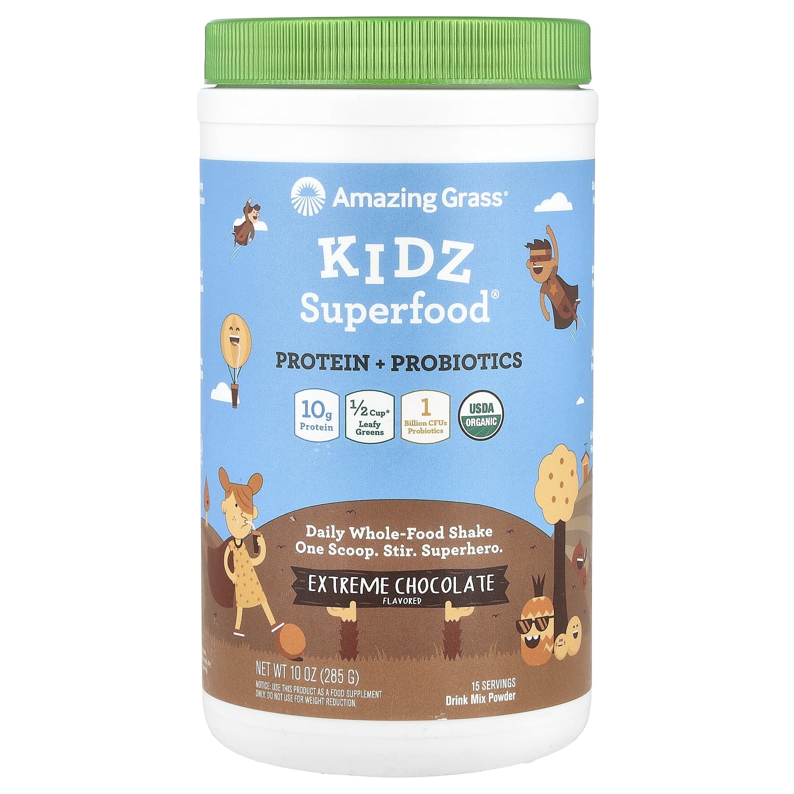 Kidz Protein and Probiotics Shake Mix, Extreme Chocolate, 15 Servings