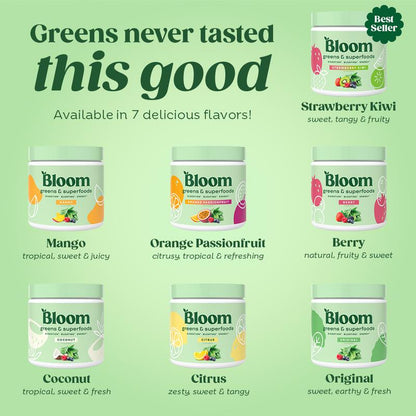 Bloom Nutrition Greens & Superfoods Powder (30 Servings) - Digestion, Gut Health, Bloating Relief, Spirulina & Chlorella with Probiotics & Antioxidants