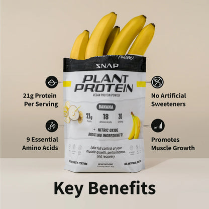 Vegan Protein Powder, Plant-Based, Banana Flavor, 30 Servings