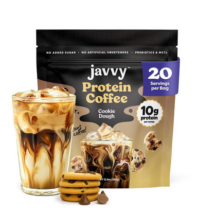 Javvy Coffee Instant Iced Protein Coffee - Premium Whey Protein & 100% Arabica Coffee - Zero Artificial Flavors & Sweeteners - Healthy Breakfast Drink Beans Beverage Natural
