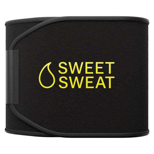 Sweet Sweat Ab Trainer for Women and Men - Sweat Band Waist Trainer Belt for High Intensity Training and Gym Workouts, 5 Adjustable Sizes - Black/Pink