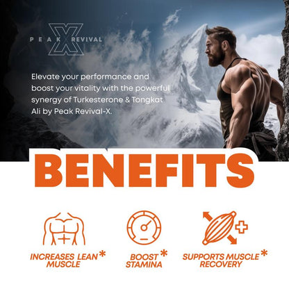 Peak Revival-X Turkesterone + Tongkat Ali + Colostrum – Testosterone, Muscle Growth & Energy Support – 60 Capsules