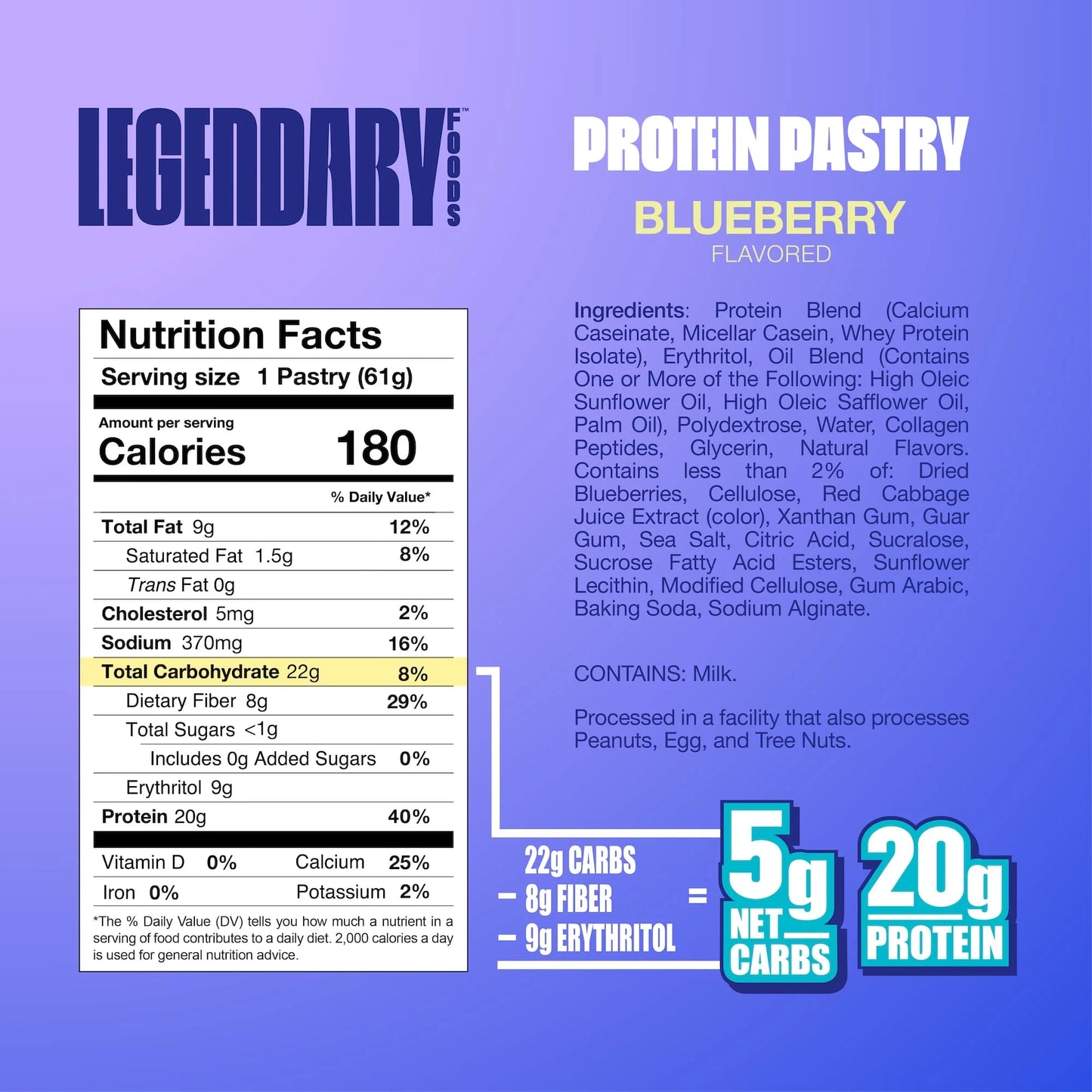 Protein Pastry - Blueberry 4 Pack | Protein Snack | Gluten-Free| Keto Friendly