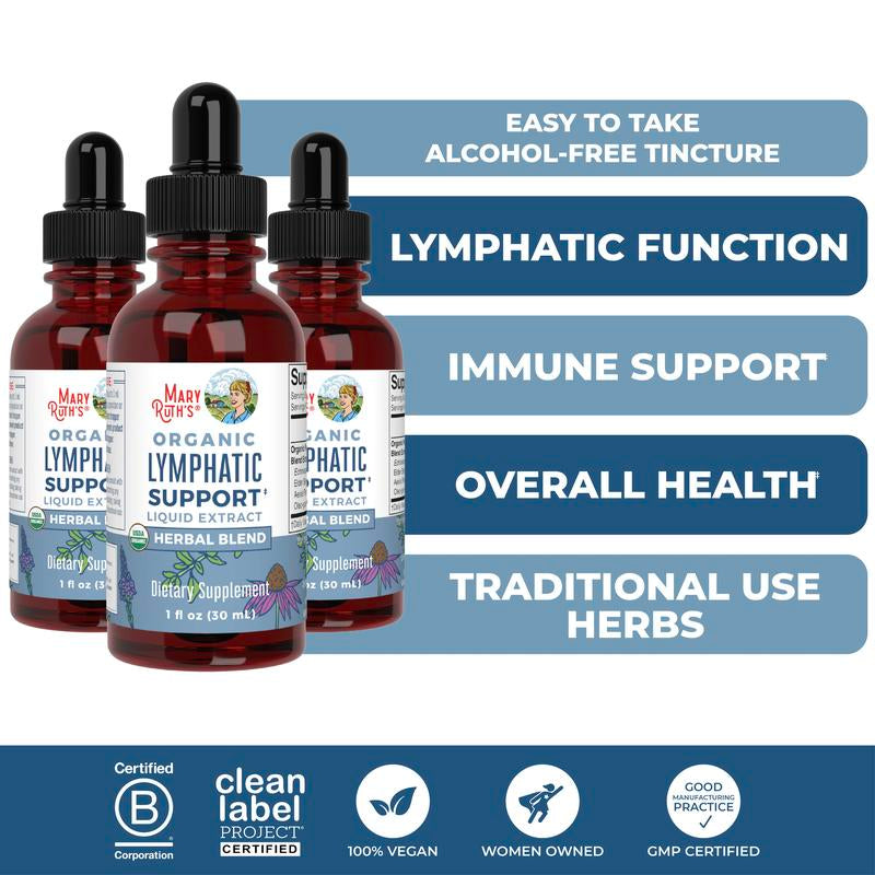 Maryruth'S Lymphatic Support Herbal Blend Liquid Drops - USDA Organic Lymphatic Cleanse - Echinacea & Elderberry - Blue Vervain - Vegan - 30 Servings