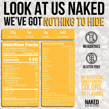 NAKED Vanilla Latte Protein Coffee - Premium Instant Coffee - Protein Shake, Iced Coffee, Protein Drinks, Delicious Keto Friendly and Gluten Free, 17 Servings
