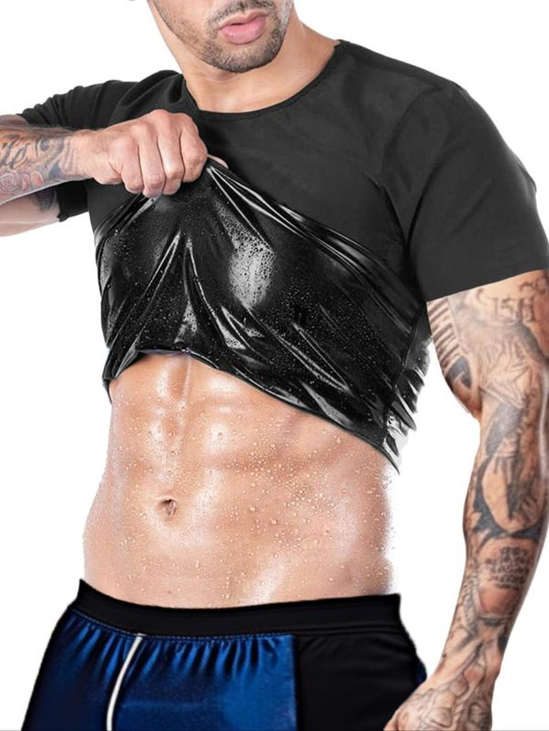 Men'S Sweat Sauna T-Shirts, Athletic Short Sleeve Tee, Weight Lose Workout Slimming Body Shaper, Fitness Waist Trainer, Men'S Shapewear, Gym Wear, Gym Workout Tops, Workout Clothes, Gym Outfits