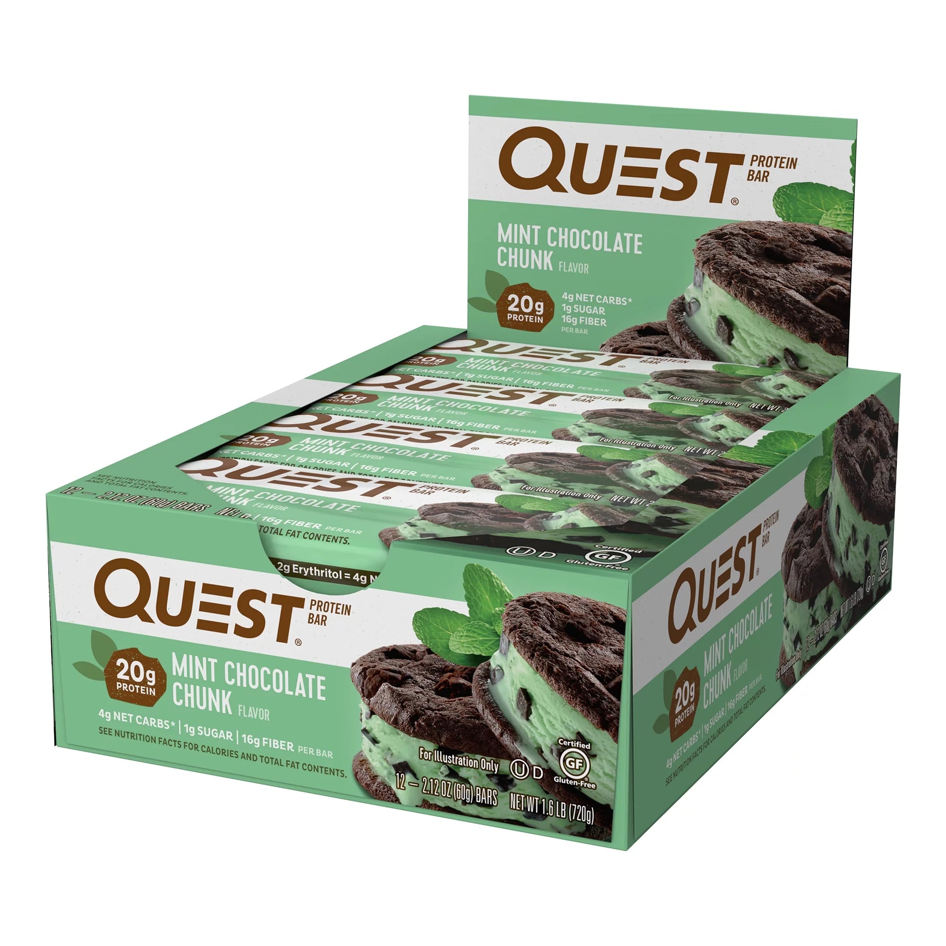 Quest Protein Bar, Mint Chocolate Chunk, 20 G Protein, 12 Count