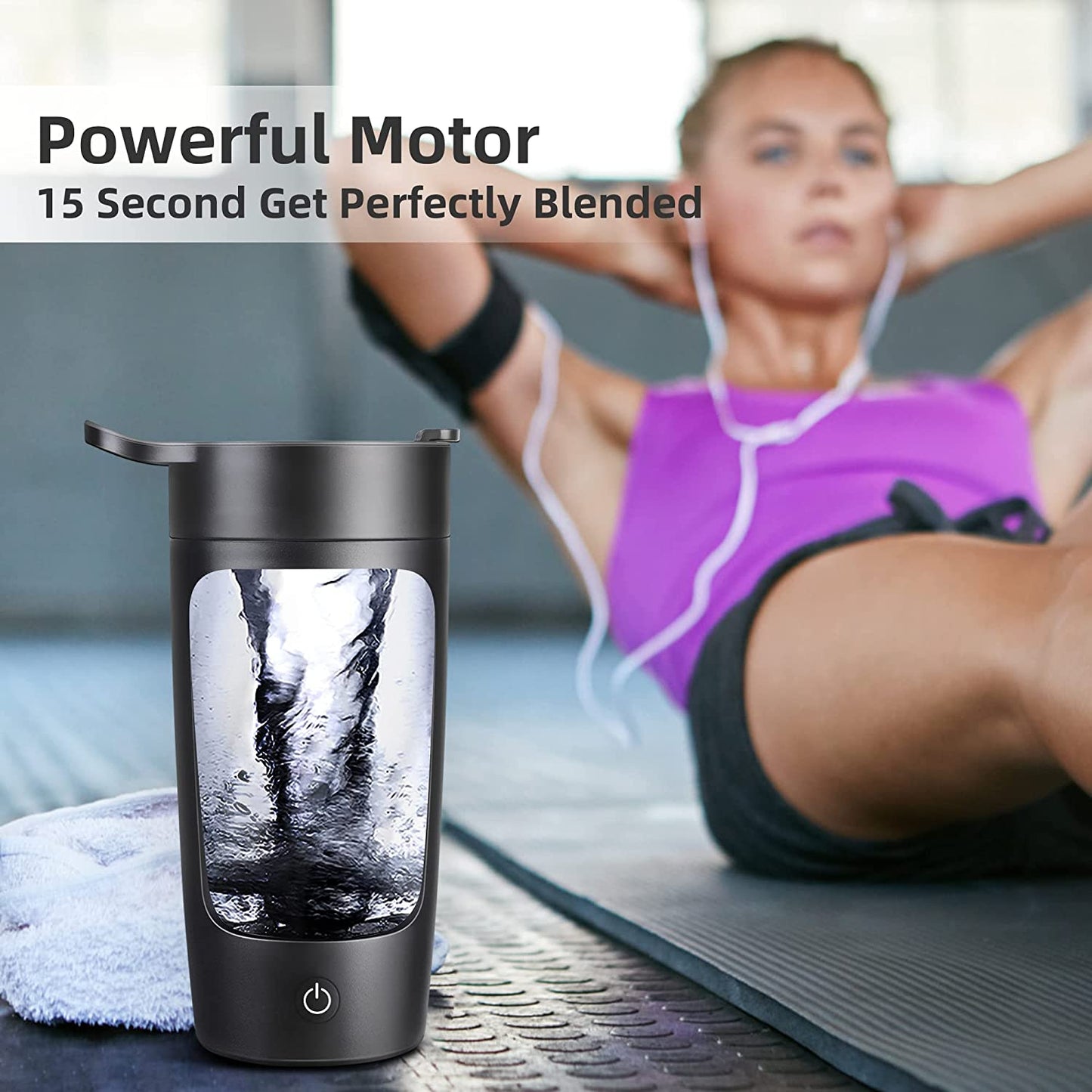 Revolutionary 22Oz Electric Shaker Bottle - USB Rechargeable Protein Mixer in Sleek Black!