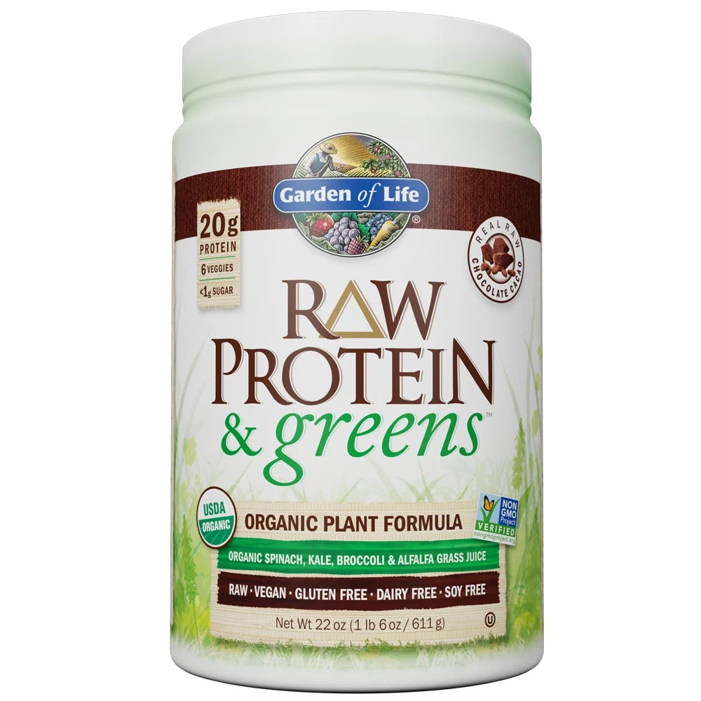 Raw Protein & Greens, Chocolate, 20G Protein, 1.4Lb, 22.0Oz