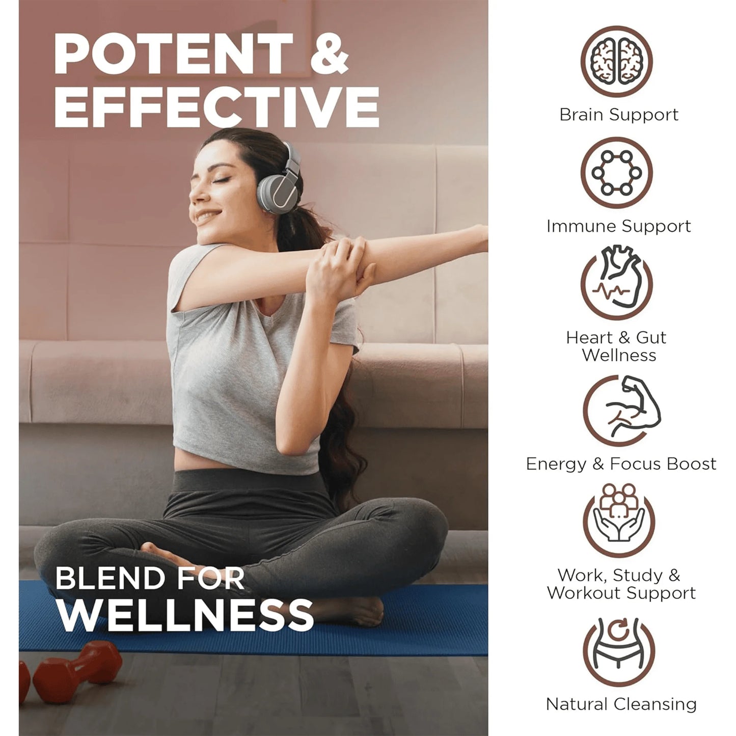 Mushroom Complex Supplement Cordyceps Capsules - 2600Mg - 120 Capsules