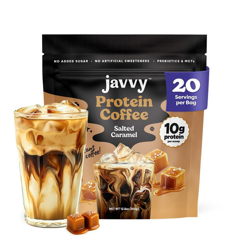 Javvy Coffee Instant Iced Protein Coffee - Premium Whey Protein & 100% Arabica Coffee - Zero Artificial Flavors & Sweeteners - Healthy Breakfast Drink Beans Beverage Natural