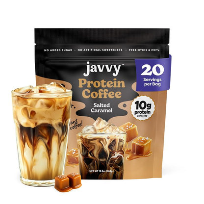 Javvy Coffee Instant Iced Protein Coffee - Premium Whey Protein & 100% Arabica Coffee - Zero Artificial Flavors & Sweeteners - Healthy Breakfast Drink Beans Beverage Natural