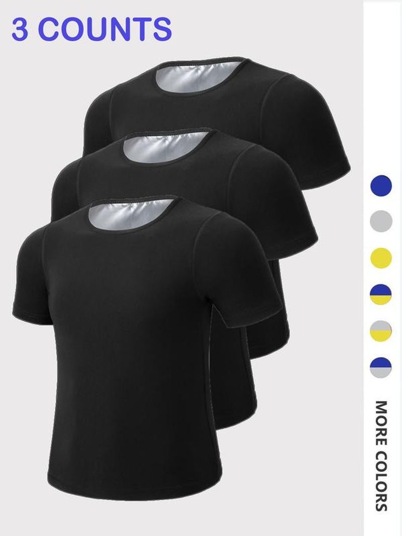 Men'S Sweat Sauna T-Shirts, Athletic Short Sleeve Tee, Weight Lose Workout Slimming Body Shaper, Fitness Waist Trainer, Men'S Shapewear, Gym Wear, Gym Workout Tops, Workout Clothes, Gym Outfits