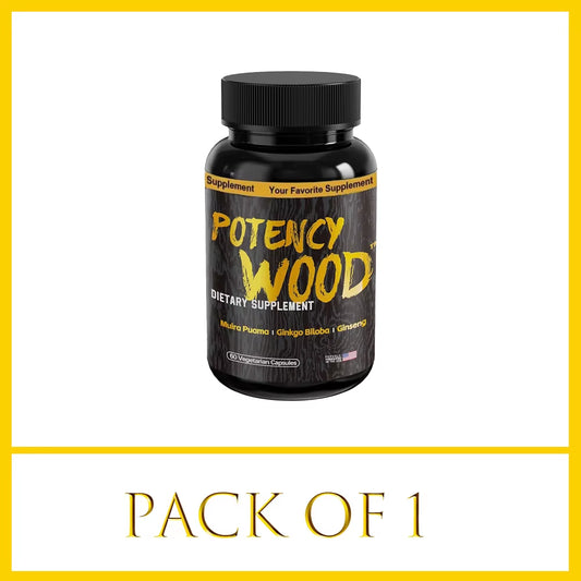 Potency Wood Vitality Boost Capsules - Energy, Libido, Focus Supplement - Ginseng Ashwagandha, Herbal Supplements 60 Capsules