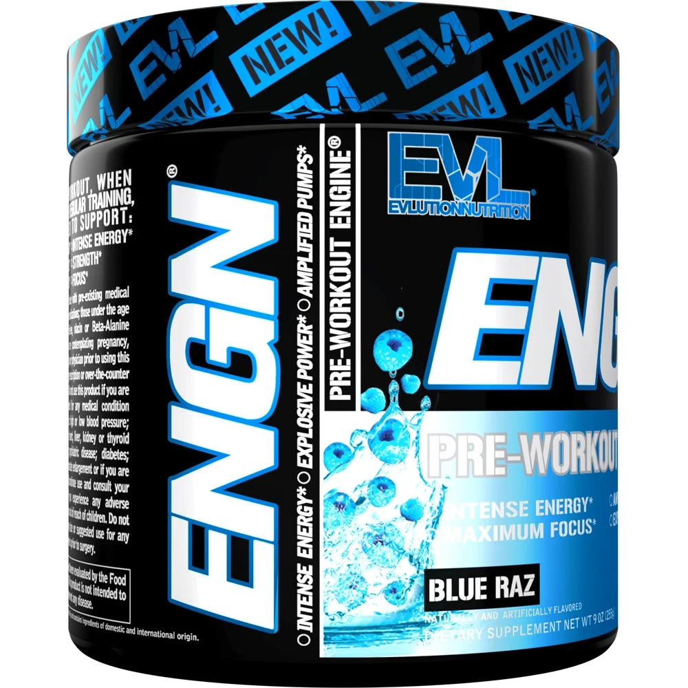 Pre Workout Powder with Creatine -  ENGN Preworkout Supplement 30 Servings (Blue Raz)