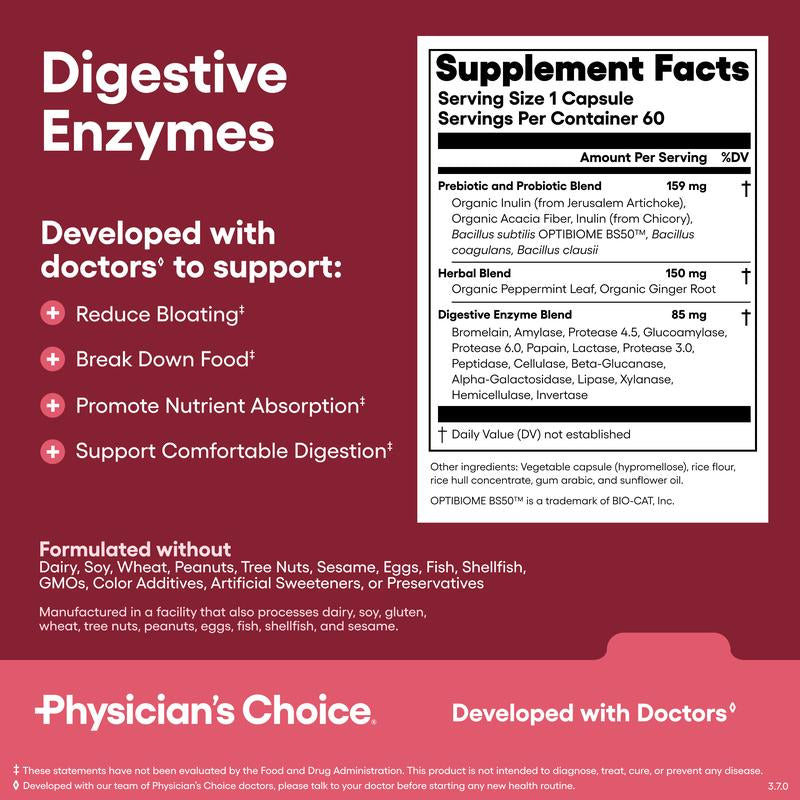 Physician'S Choice Hack Your Tummy Bundle: Bloating, Digestion & Immune Support for Men & Women with Digestive Enzymes & 60 Billion Probiotic
