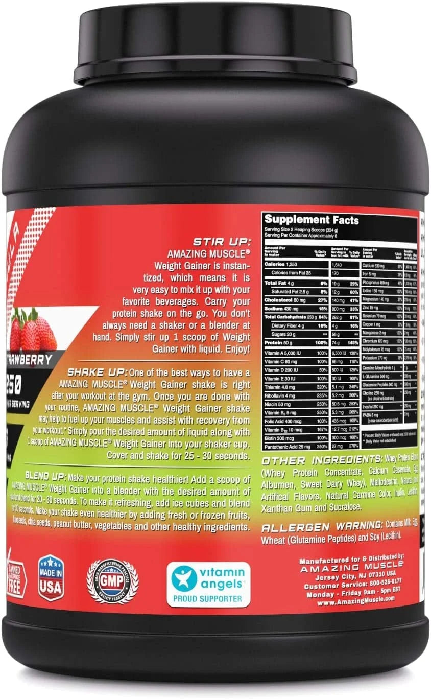 - Whey Protein Gainer - 6 Lb - Supports Lean Muscle Growth & Workout Recovery (Strawberry)