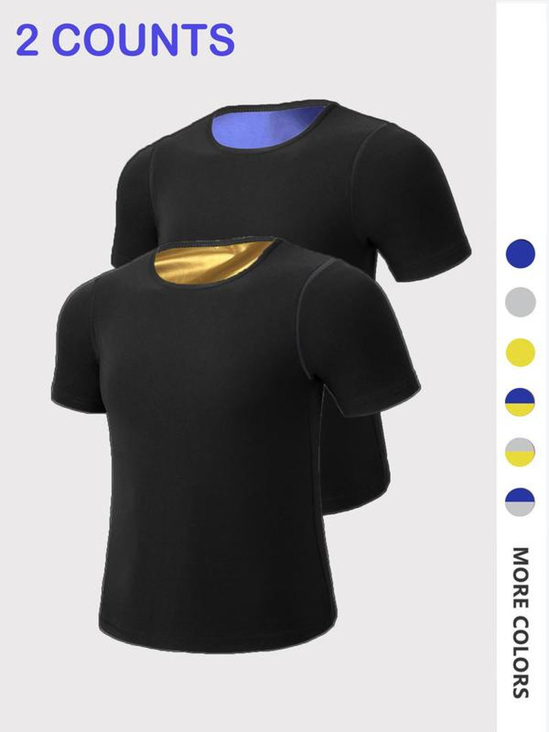 Men'S Sweat Sauna T-Shirts, Athletic Short Sleeve Tee, Weight Lose Workout Slimming Body Shaper, Fitness Waist Trainer, Men'S Shapewear, Gym Wear, Gym Workout Tops, Workout Clothes, Gym Outfits