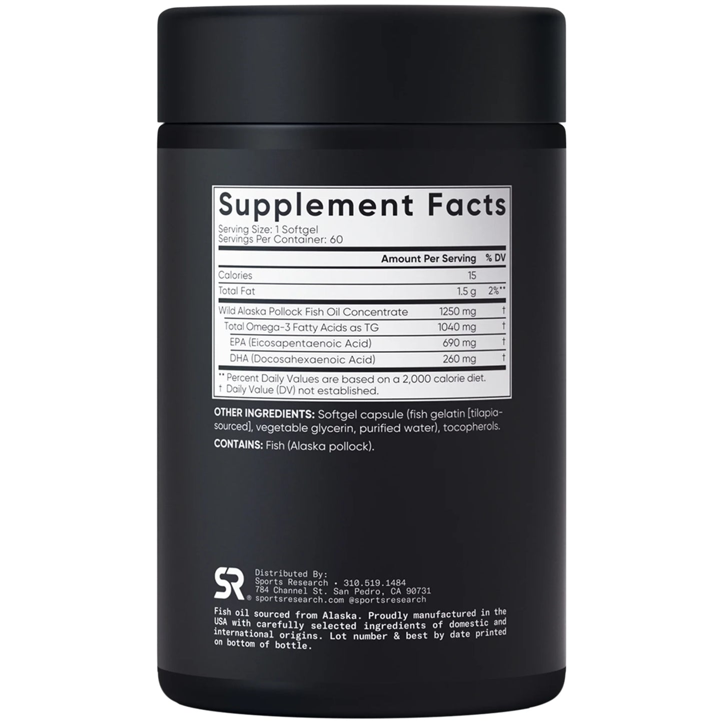 Omega 3 Fish Oil Supplement, Triple Strength 1250Mg Omega 3 Fatty Acids, 60 Softgels