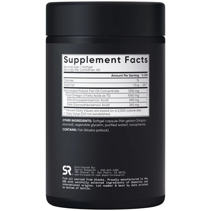 Omega 3 Fish Oil Supplement, Triple Strength 1250Mg Omega 3 Fatty Acids, 60 Softgels