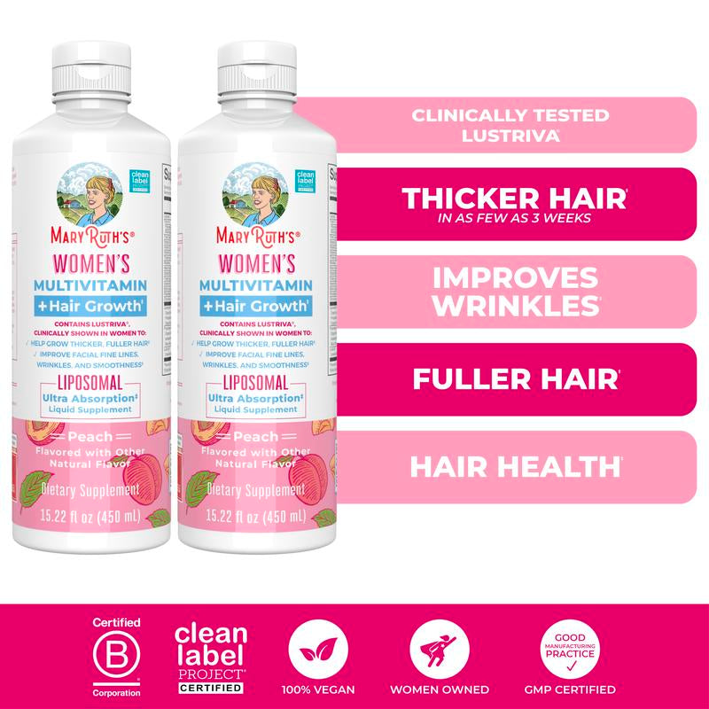 Maryruth'S Women'S Multivitamin + Hair Growth Liposomal – Thicker, Fuller Hair in Women - Improve Wrinkles & Fine Lines – Ultra Absorption 15.22 Fl Oz