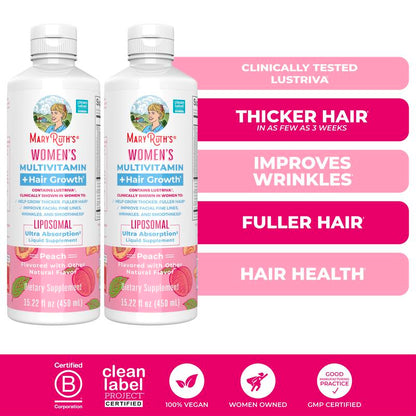 Maryruth'S Women'S Multivitamin + Hair Growth Liposomal – Thicker, Fuller Hair in Women - Improve Wrinkles & Fine Lines – Ultra Absorption 15.22 Fl Oz