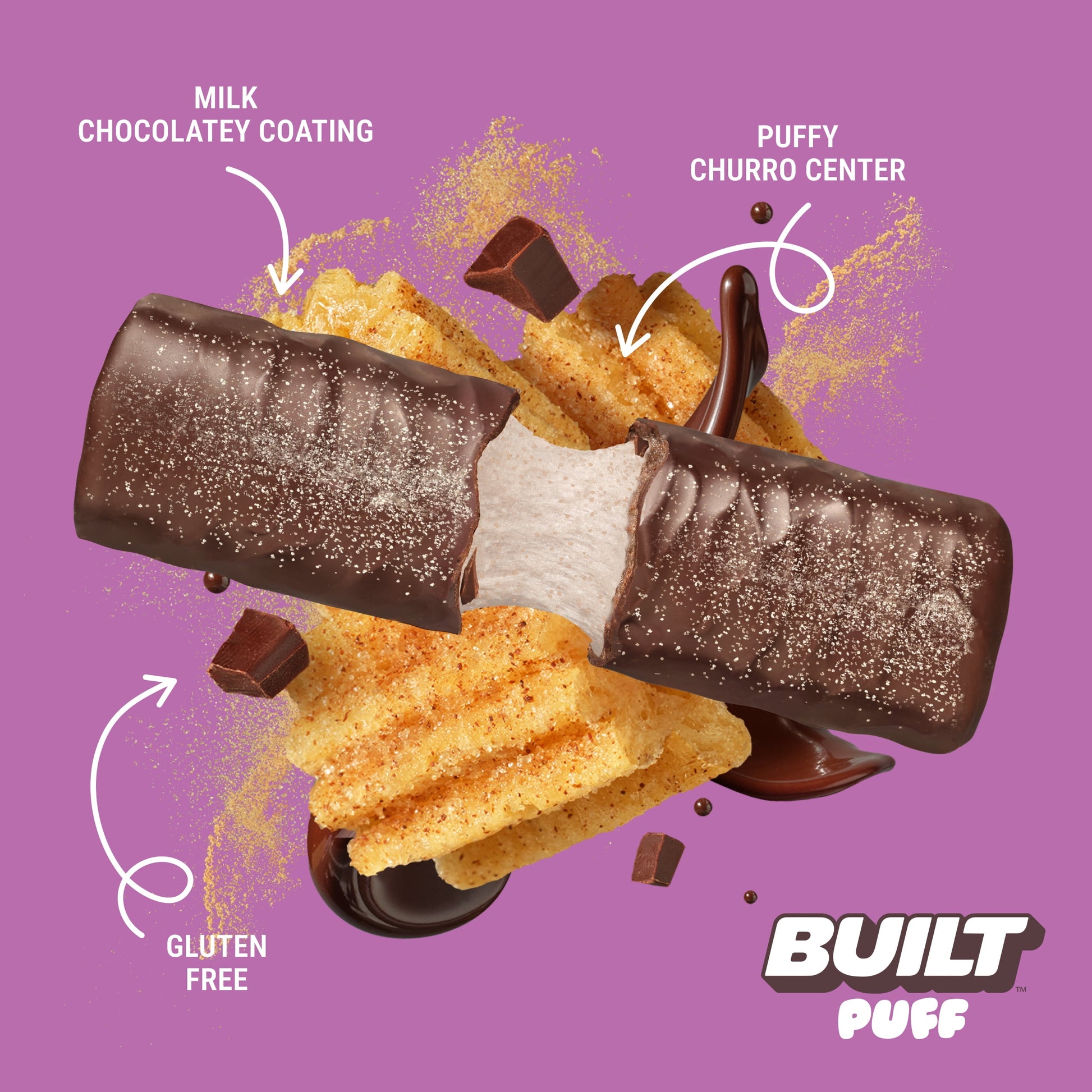 , Puff Protein Snack Bars, Churro, 17G Protein, Collagen, Gluten Free, 12Ct Box