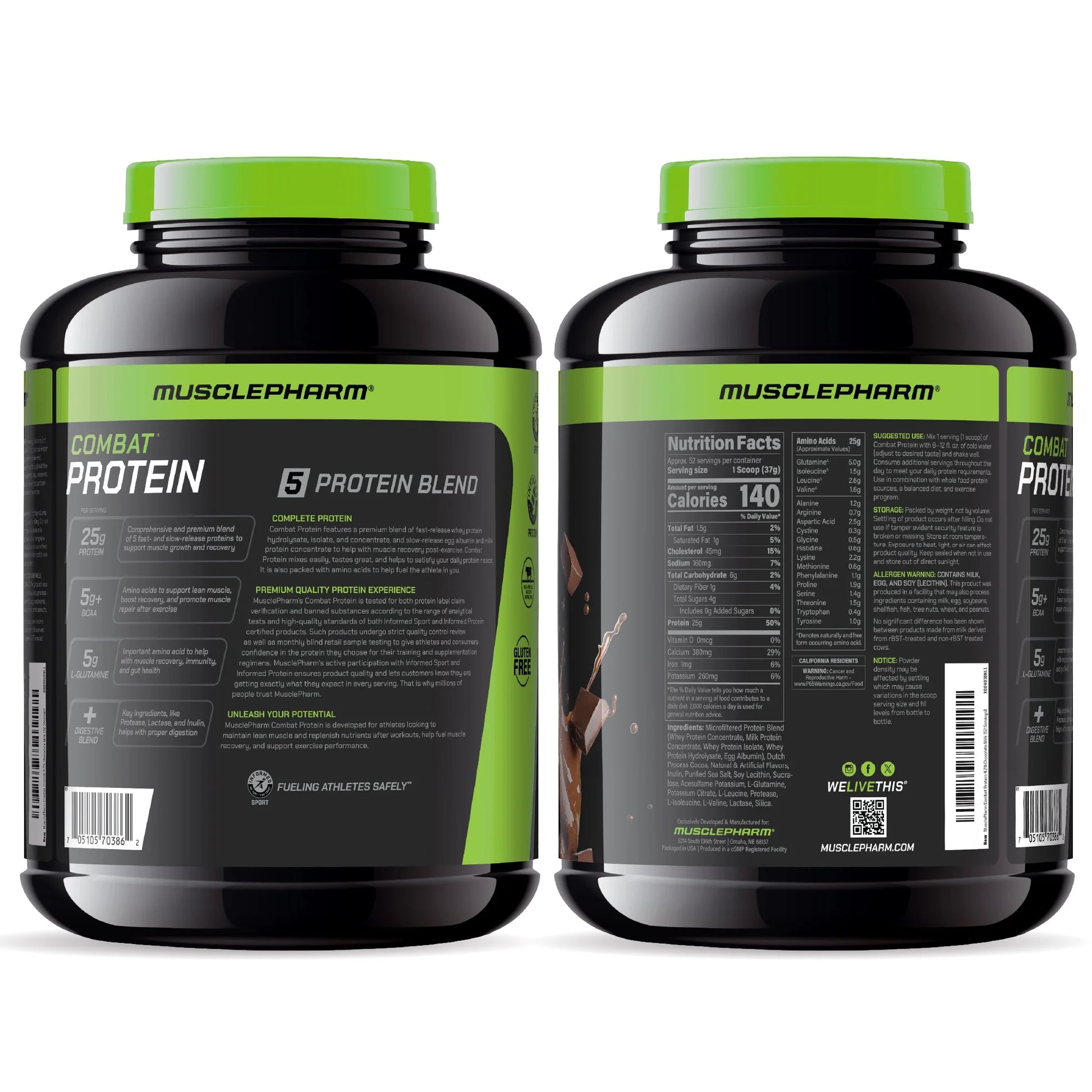 Combat Protein Powder, Chocolate Milk, 25G Protein, 4Lb, 64Oz