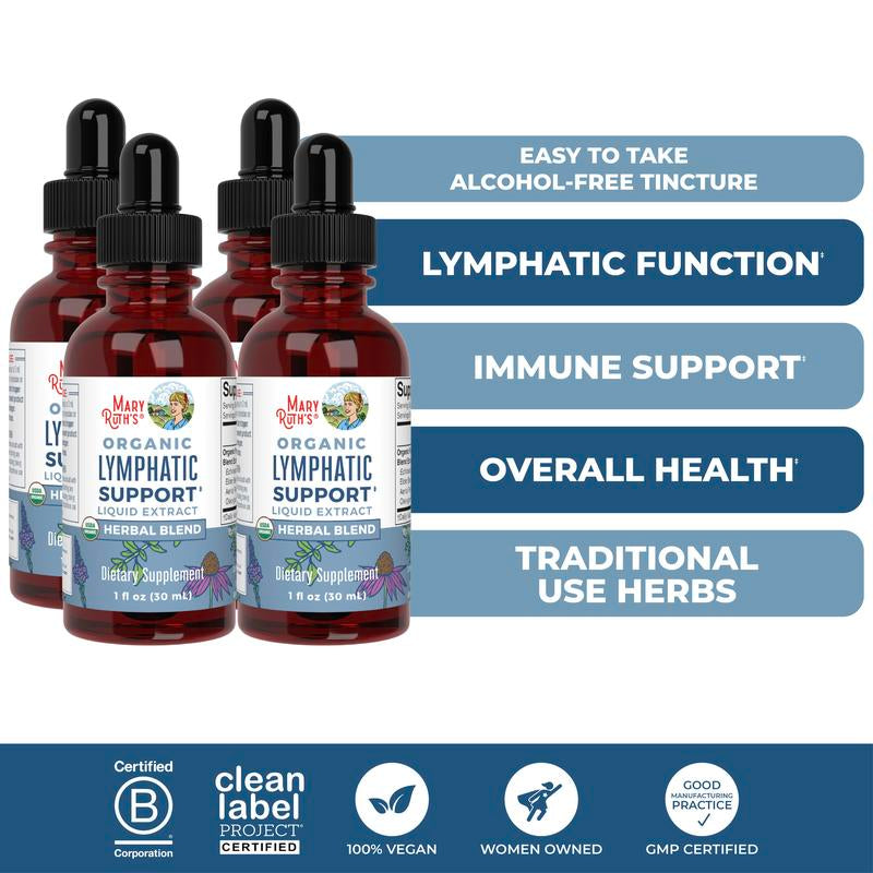 Maryruth'S Lymphatic Support Herbal Blend Liquid Drops - USDA Organic Lymphatic Cleanse - Echinacea & Elderberry - Blue Vervain - Vegan - 30 Servings