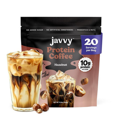 Javvy Coffee Instant Iced Protein Coffee - Premium Whey Protein & 100% Arabica Coffee - Zero Artificial Flavors & Sweeteners - Healthy Breakfast Drink Beans Beverage Natural